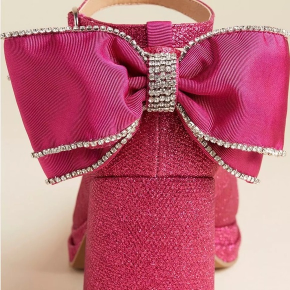 Torrid x Betsey Johnson Glitter Pink Bow Back Block Heel (WW) - Picture 3 of 7